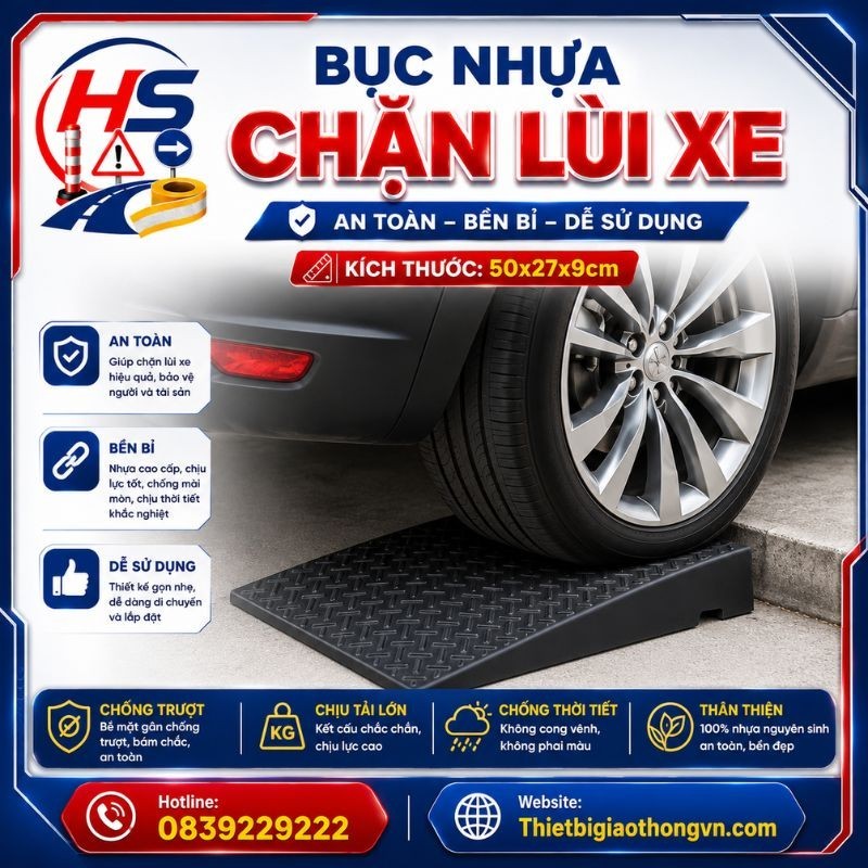 Bục nhựa chặn lùi xe 50*27*9cm | Bảo Hộ Hồng Sơn