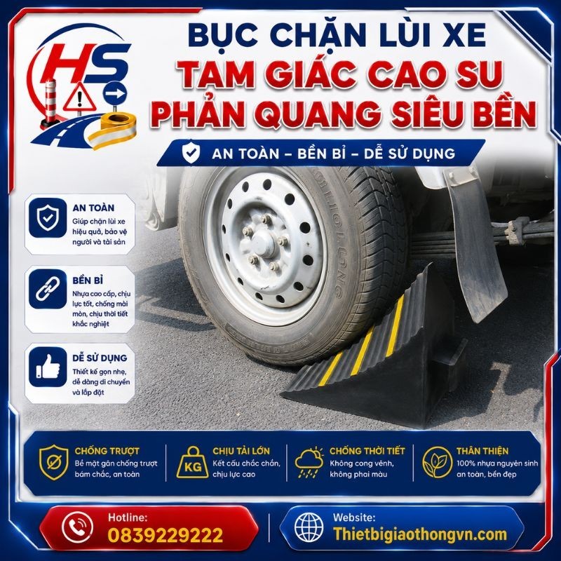 Địa chỉ bán Bục chặn lùi xe tam giác cao su phản quang siêu bền