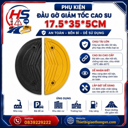 Phụ kiện đầu gờ giảm tốc cao su 17.5*35*5cm | Bảo Hộ Hồng Sơn