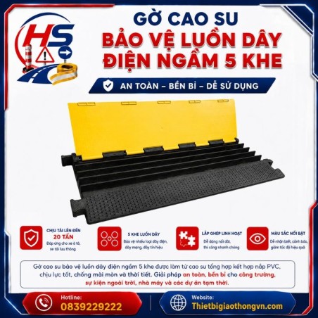 Gờ cao su bảo vệ luồn dây điện ngầm 5 khe | Bảo Hộ Hồng Sơn