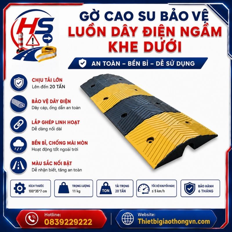 Gờ cao su bảo vệ luồn dây điện ngầm khe dưới | Bảo Hộ Hồng Sơn