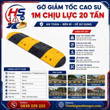 Gờ giảm tốc cao su 1m chịu lực 20 tấn | Bảo Hộ Hồng Sơn